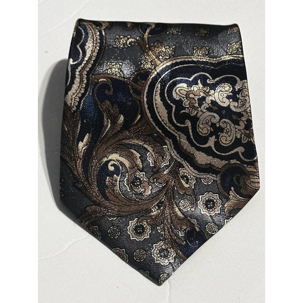 David Taylor Vintage Blue Paisly Clip on Polyester Tie 18"x 4"